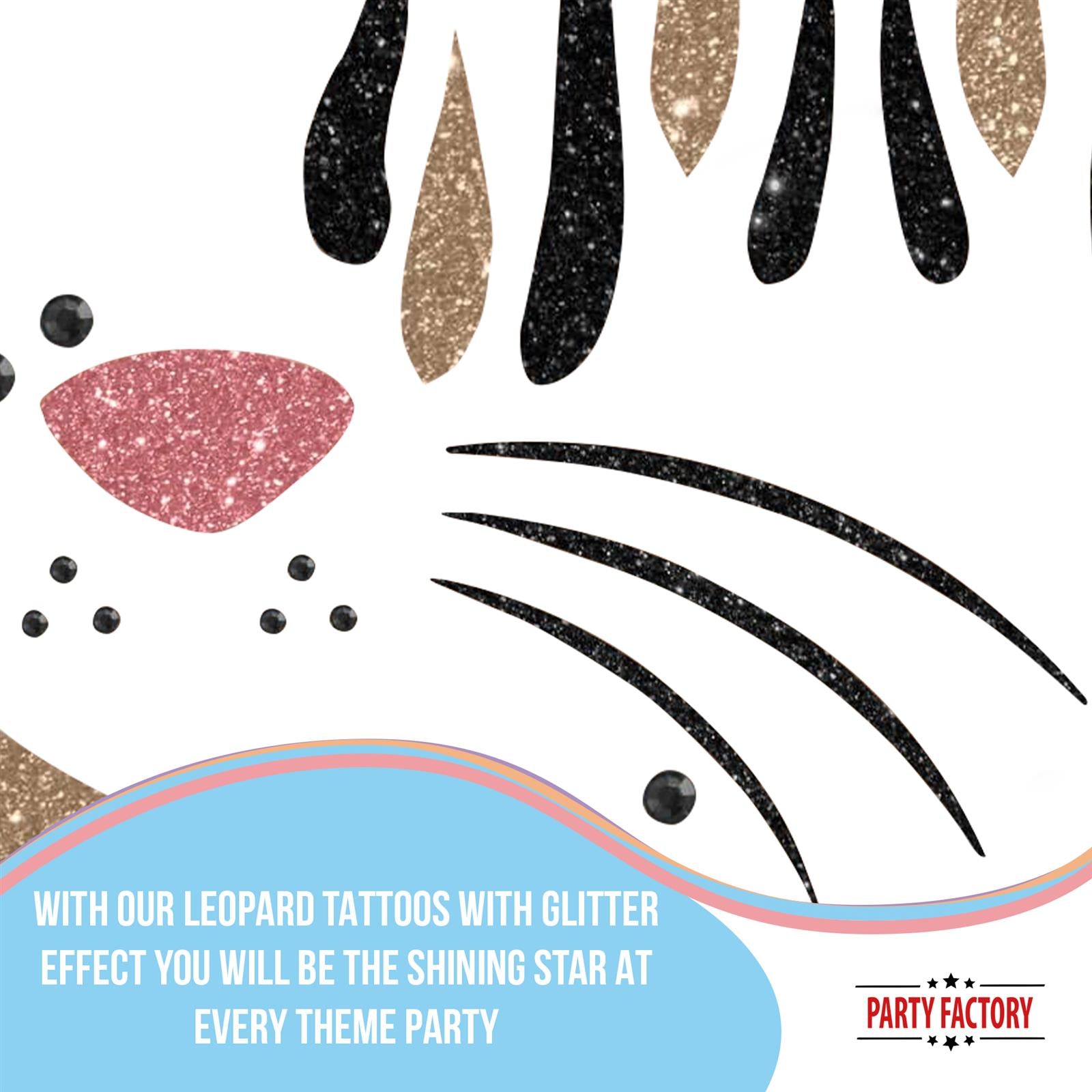 Face Tattoo cat black and gold glitter 5