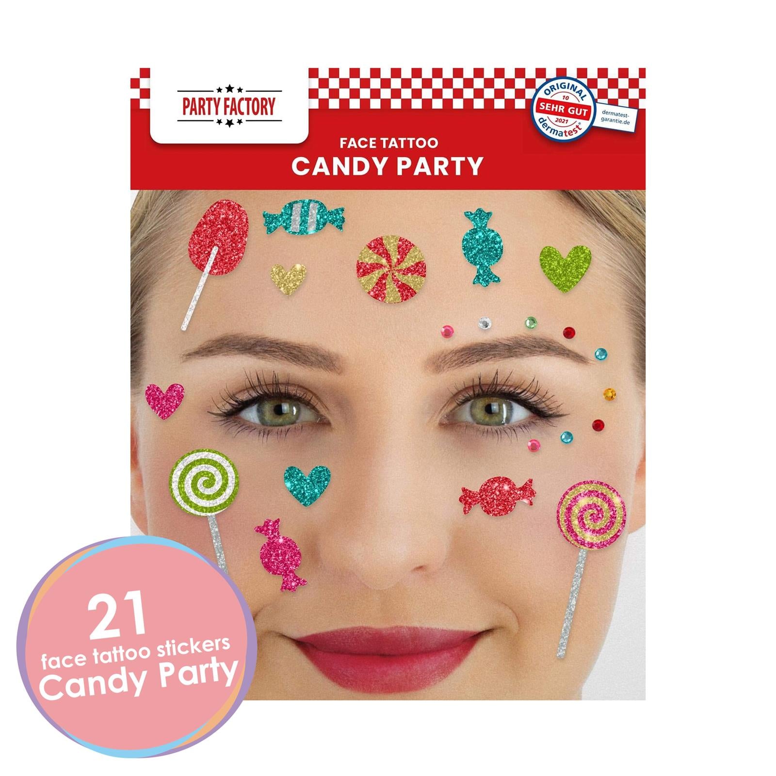 Face Tattoo candy party multicolored glitter 2