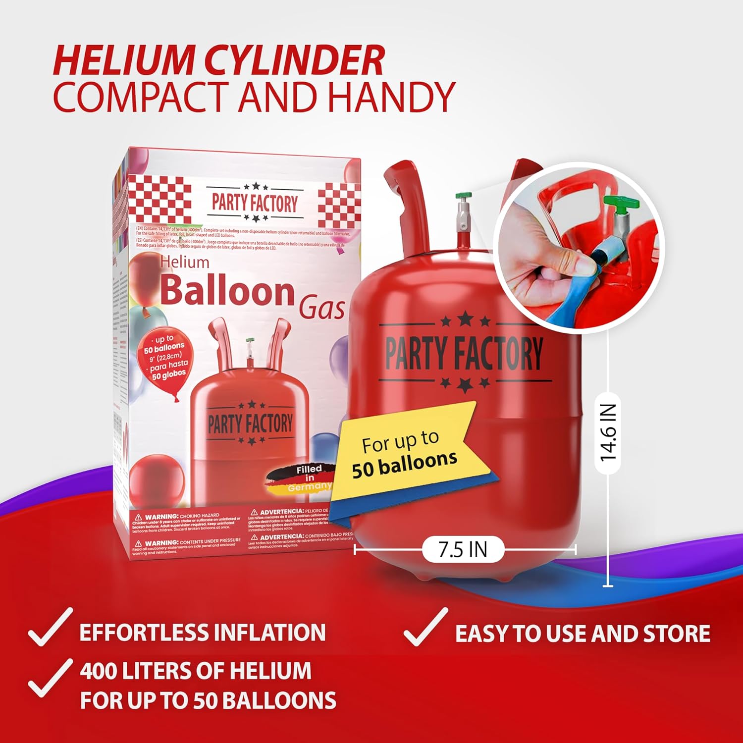 Helium tank for 50 latex balloons 4