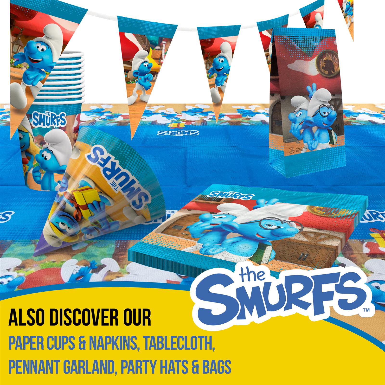 The Smurfs 10 x paper plates disposable plates colorful 9 in 5