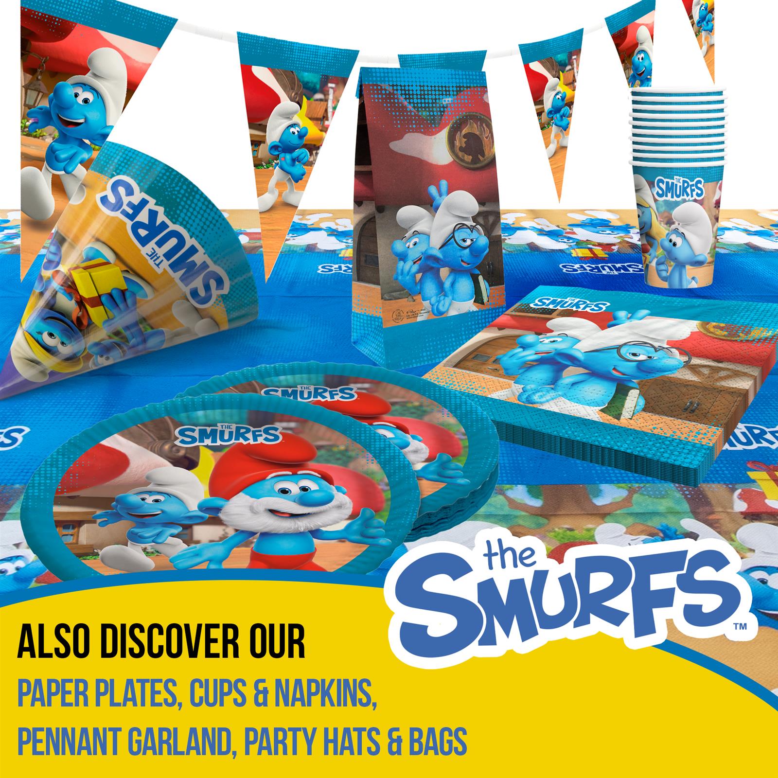 Smurfs tablecloth blue beige 47.3x70.8 in 5