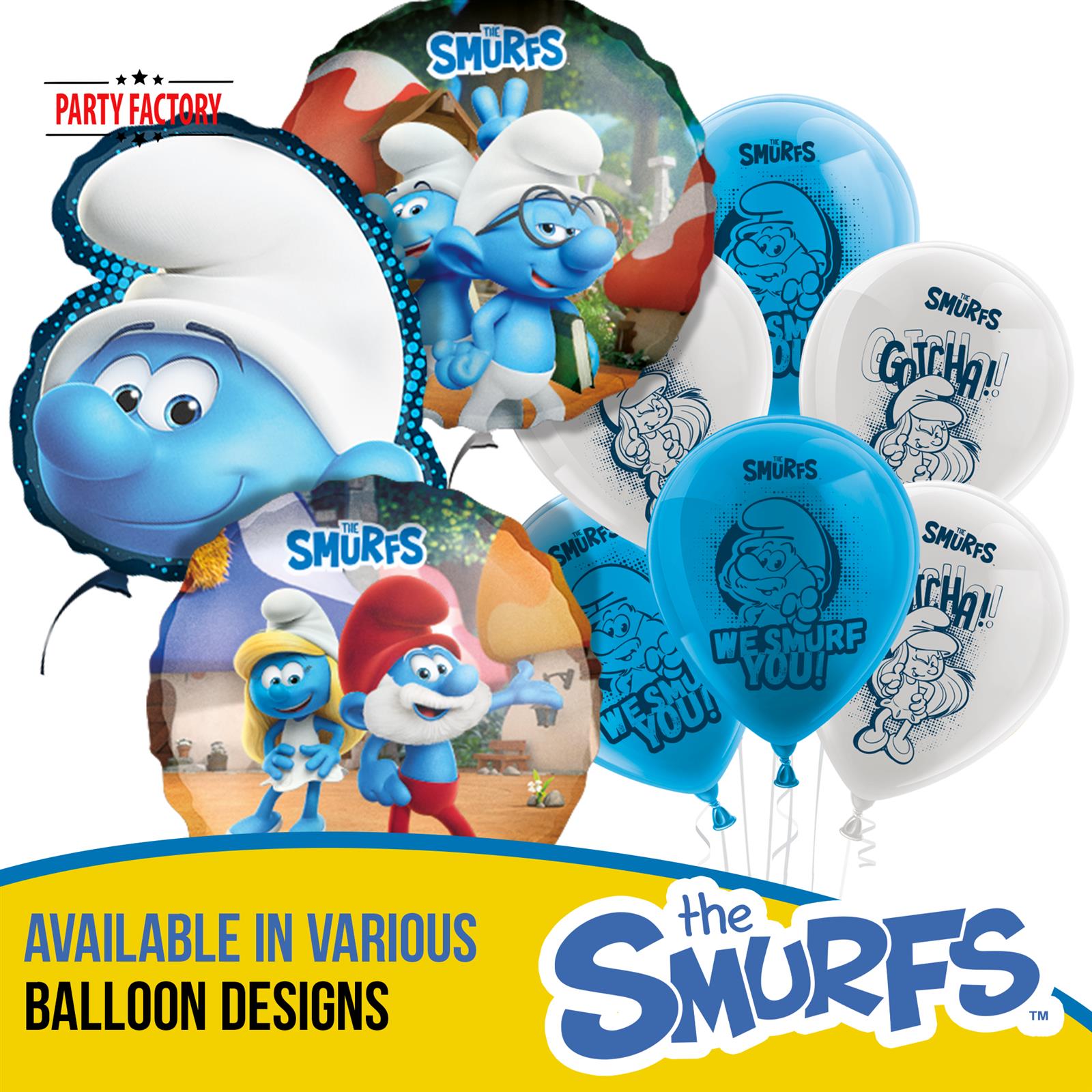 Smurfs foil balloon 17.7 in colorful Brainy and Jokey Smurf 5
