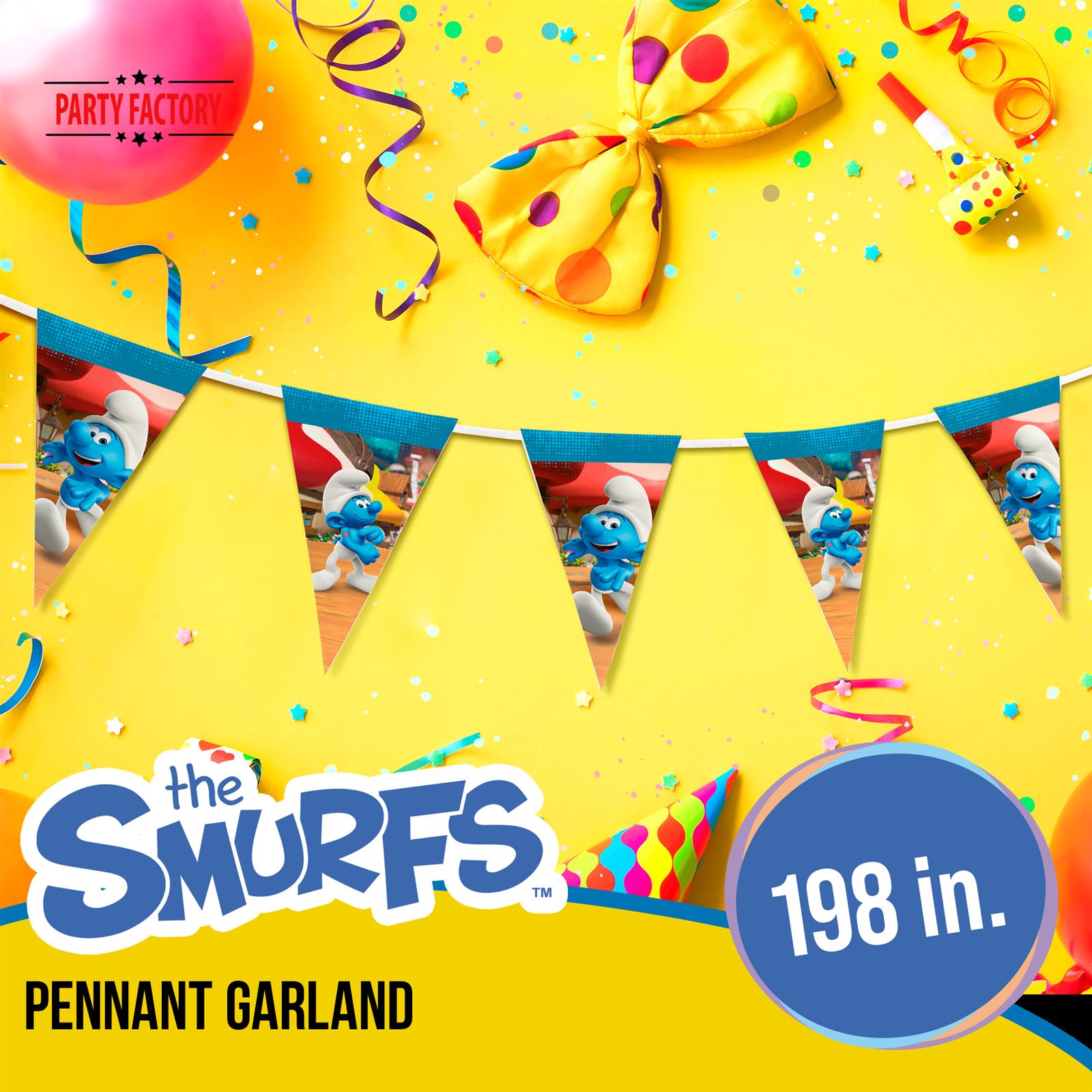 Smurfs pennant chain paper with 10 pennants blue colorful 2