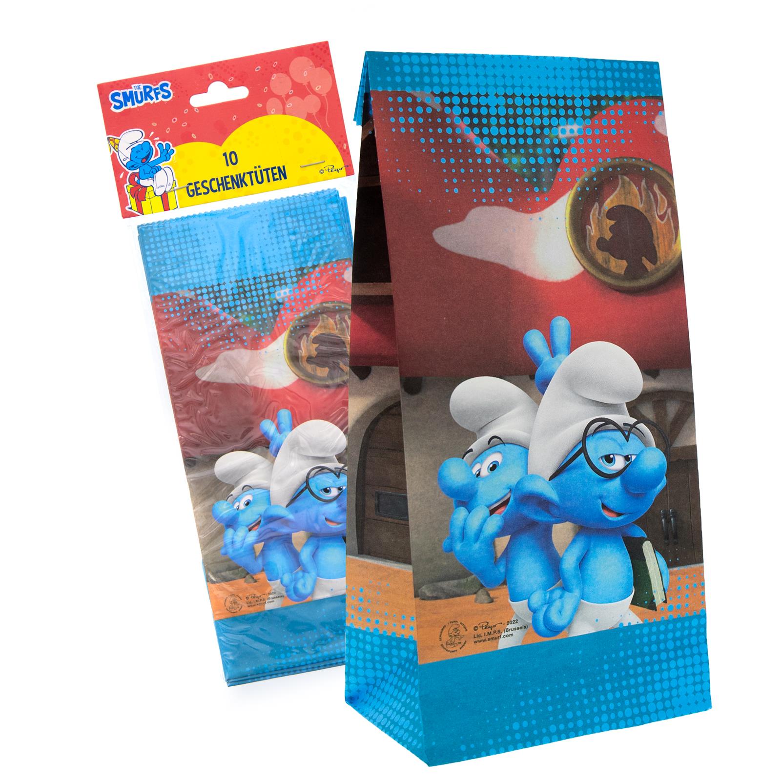 Smurfs 10 party bags Including stickers blue colorful