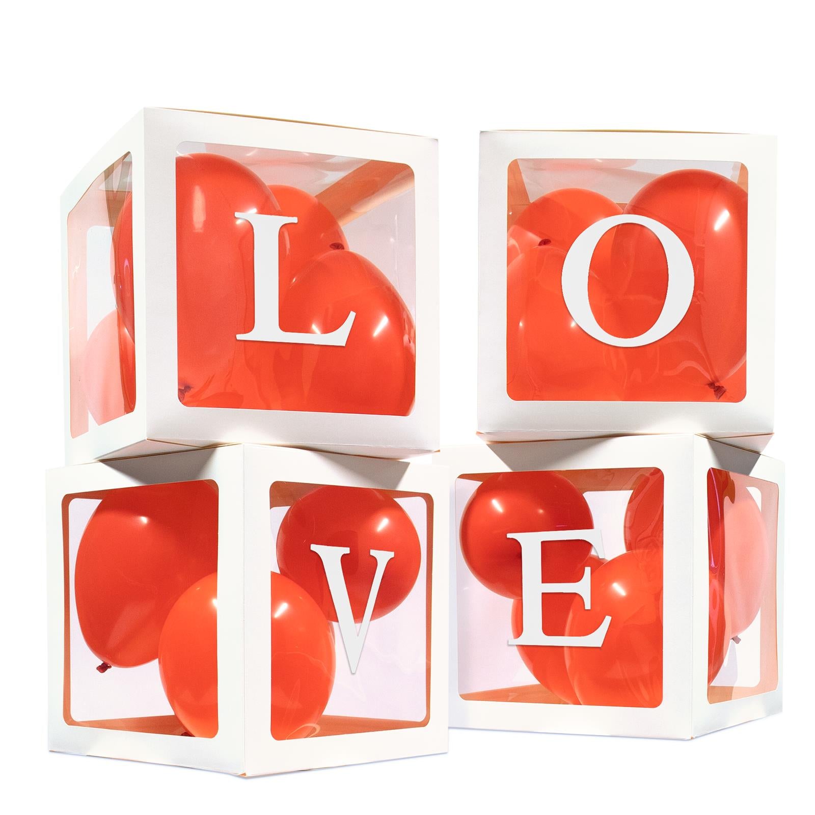 balloon box LOVE set of 4 incl 16 red balloons