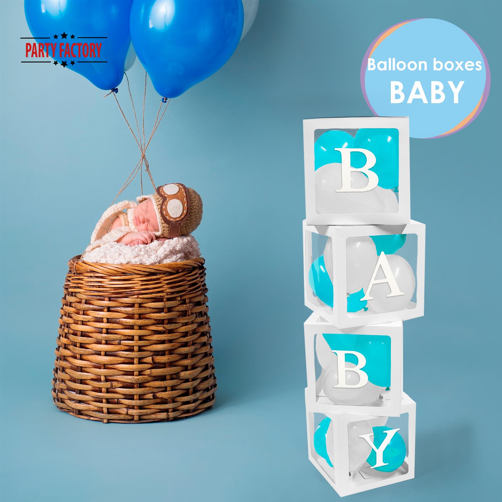 Balloon box BABY boy set of 4 incl 16 blue and white balloons 2