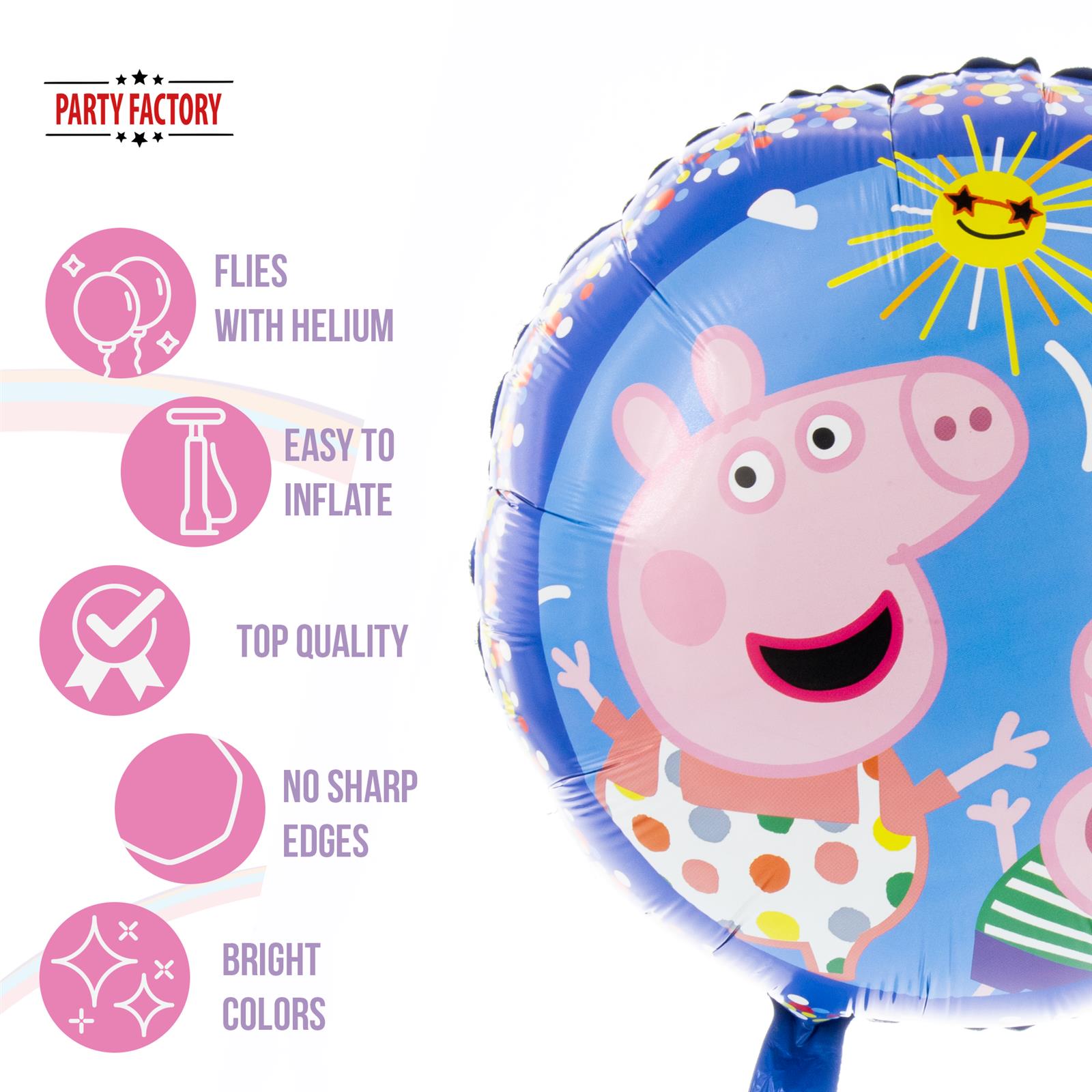 Peppa Wutz foil balloon 17.7 in. colorful Peppa Pig and George Piggy 5