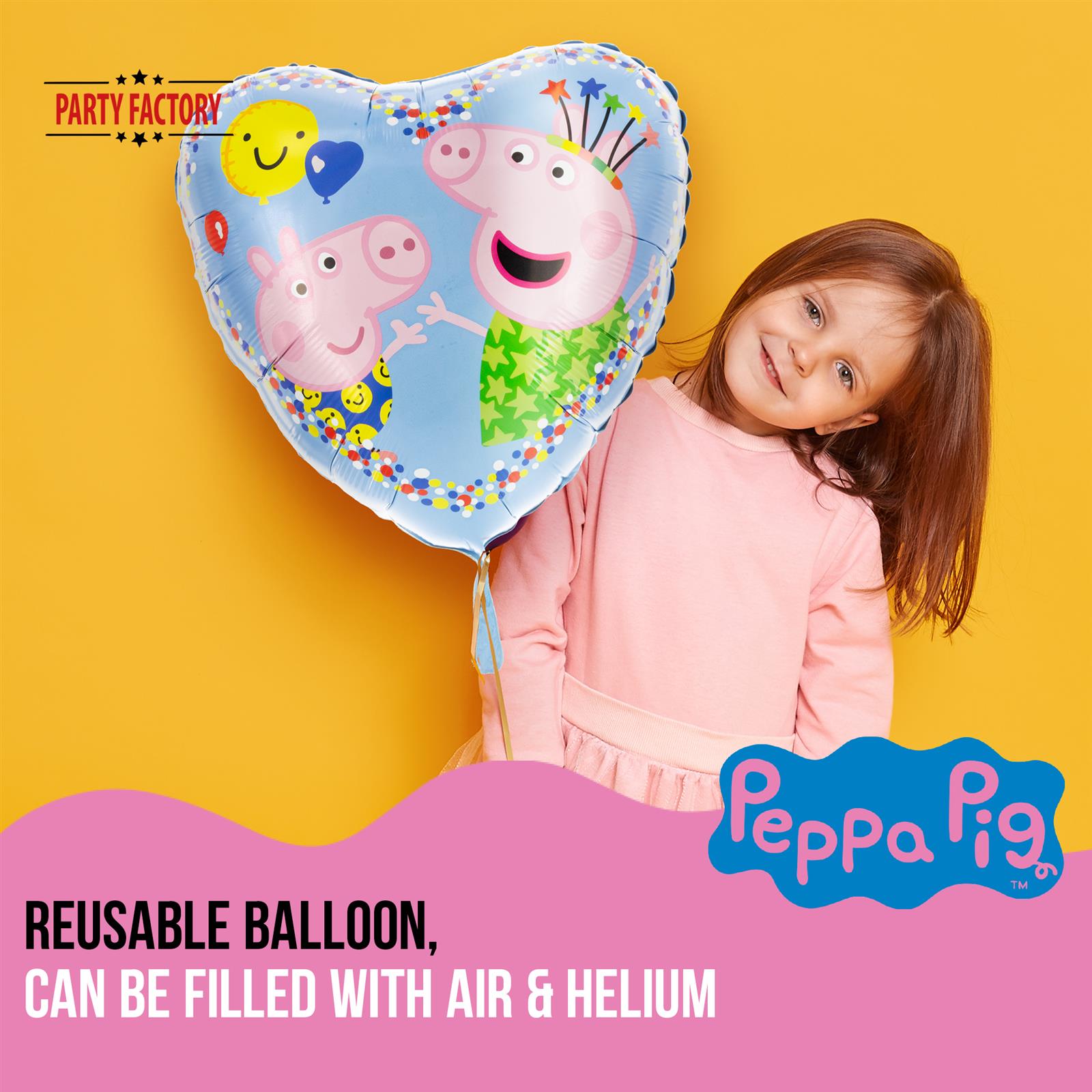 Peppa Wutz foil balloon heart 17.7 in. colorful Peppa Pig and George Piglet 2
