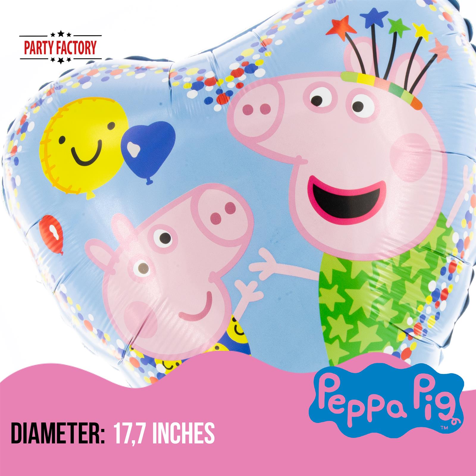 Peppa Wutz foil balloon heart 17.7 in. colorful Peppa Pig and George Piglet 3