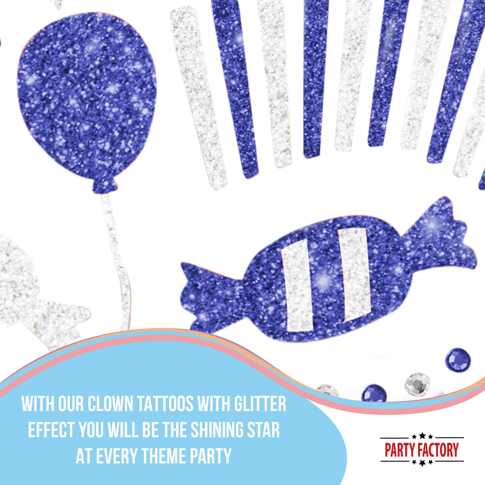 Face Tattoo clown blue white glitter 5