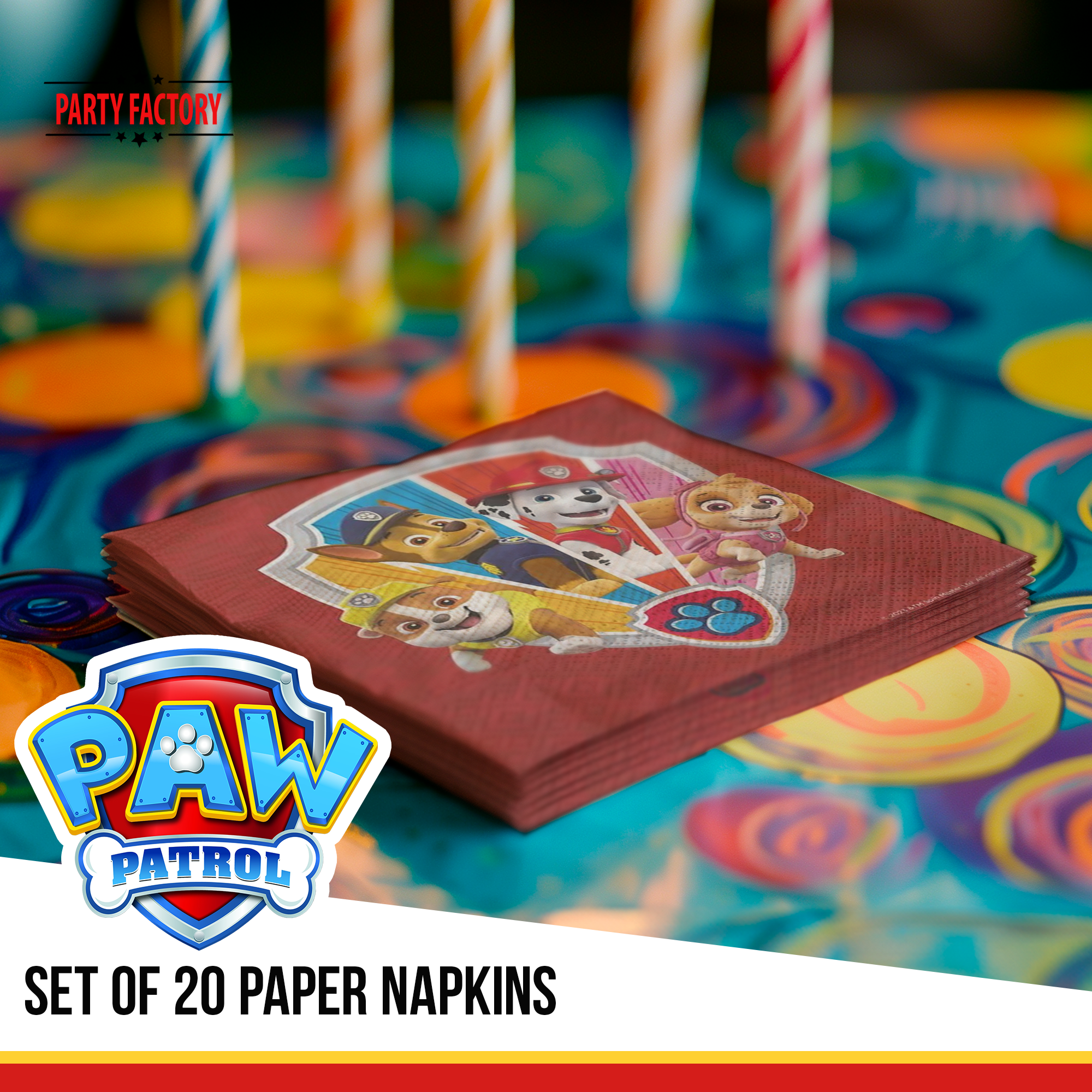 Paw Patrol 20 paper napkins 12.9 x 12.9 in. colorful 3-ply 2