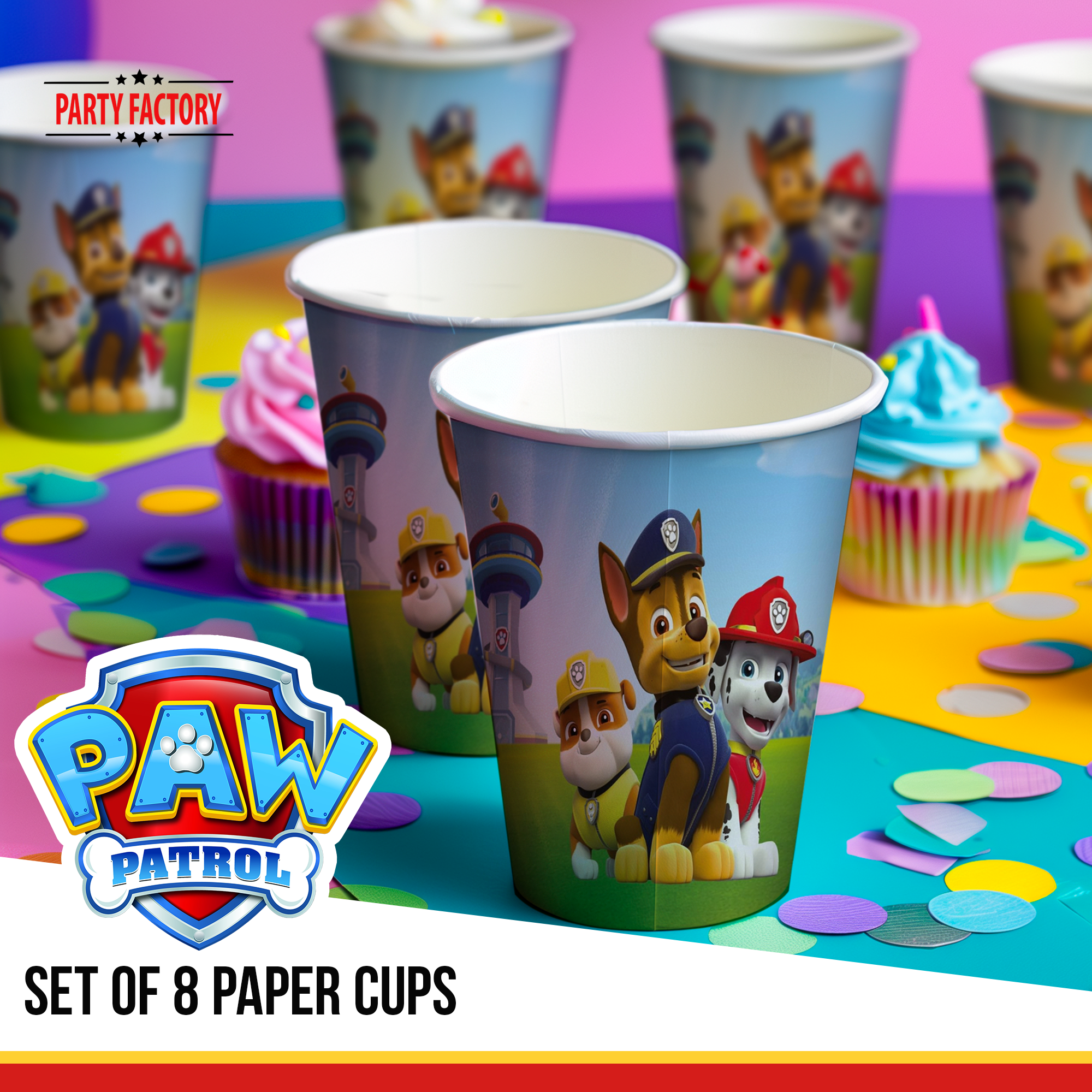 Paw Patrol 8 paper cups 8.4 oz for children's birthday 2