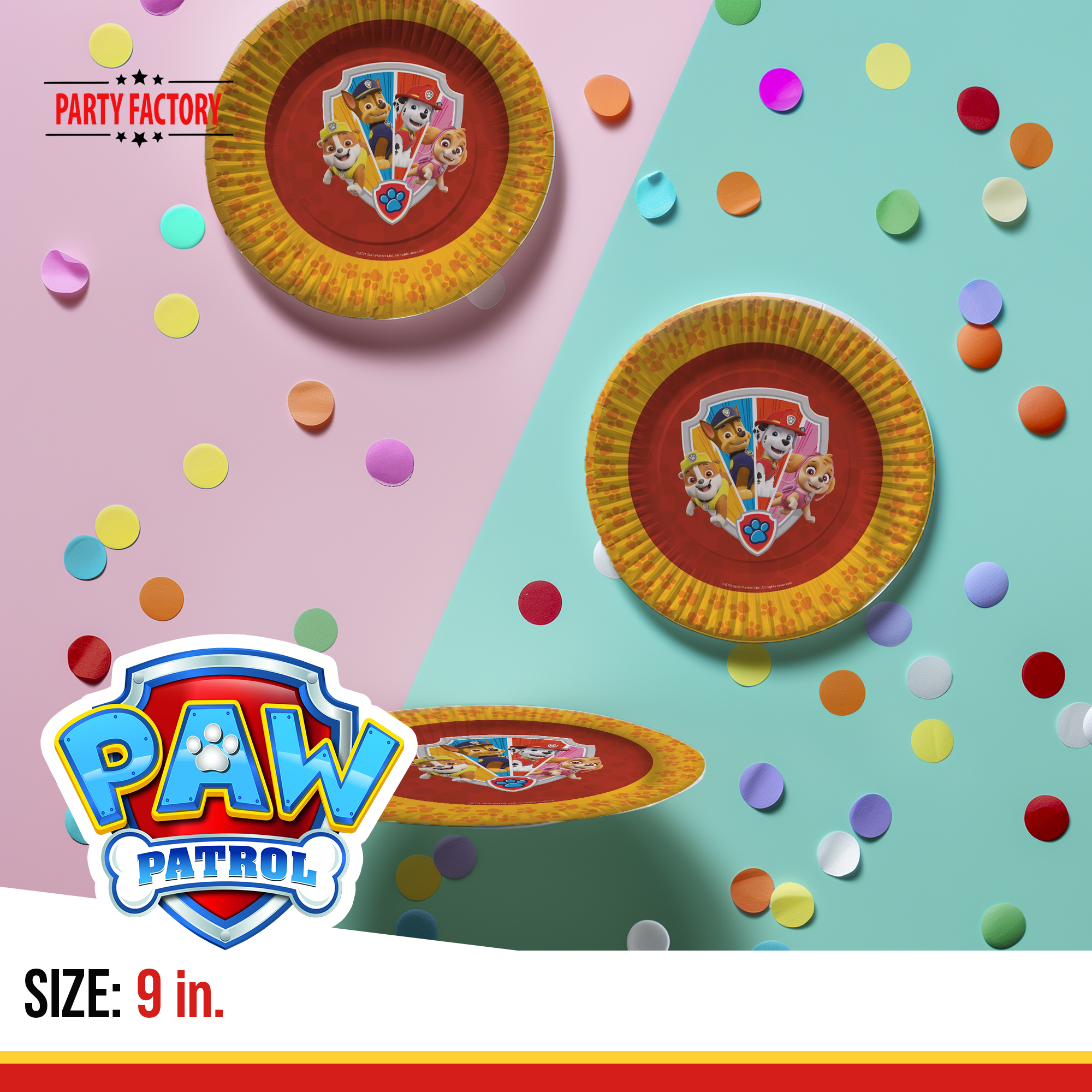 Paw Patrol 8x paper plates disposable plates colorful 9 inch 3