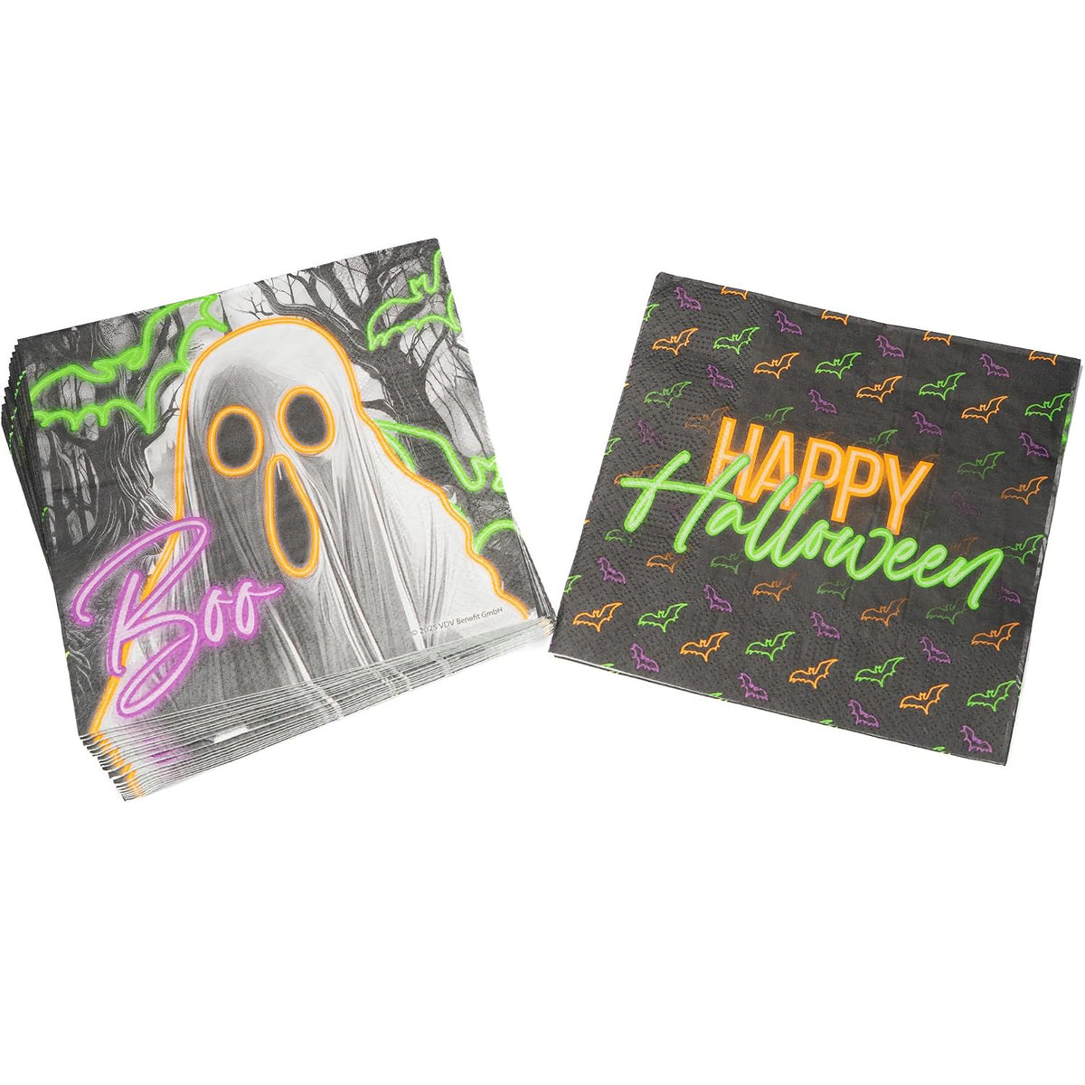 Halloween Napkins, 20 Pack 3-Ply Paper Napkins in Black Neon