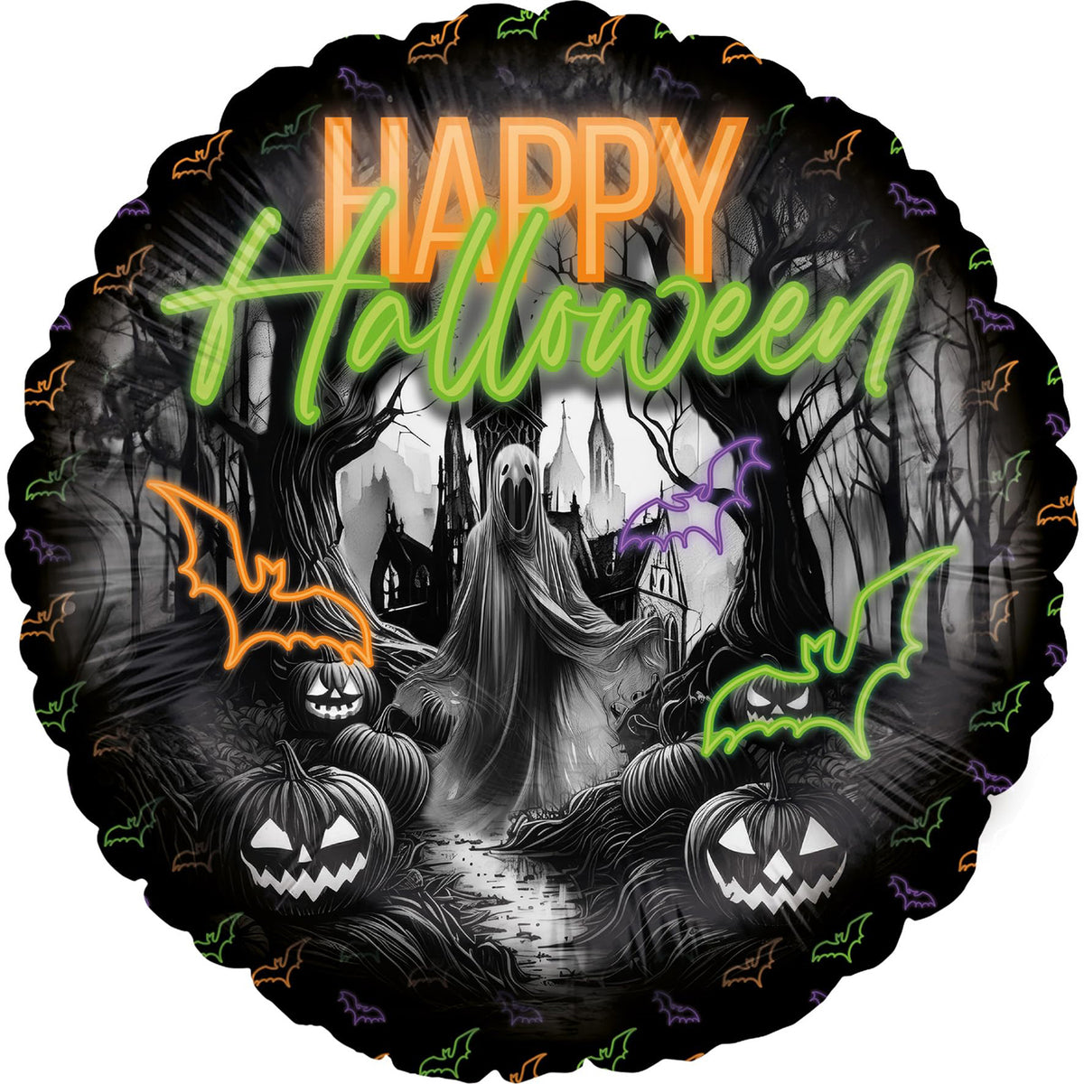 Halloween Neon foil balloon 17 in. round