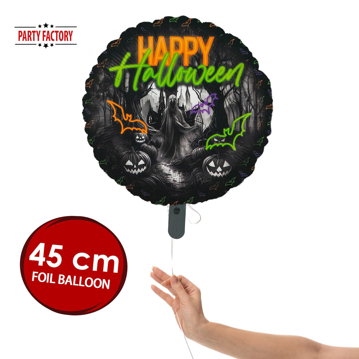 Halloween Neon foil balloon 17 in. round 2
