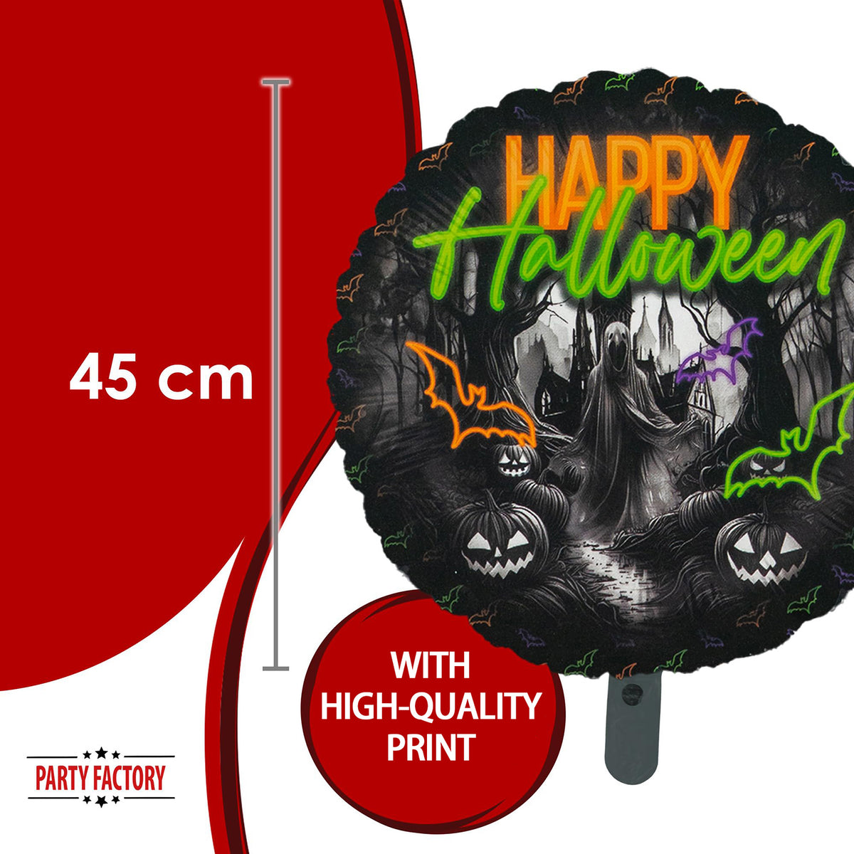Halloween Neon foil balloon 17 in. round 4