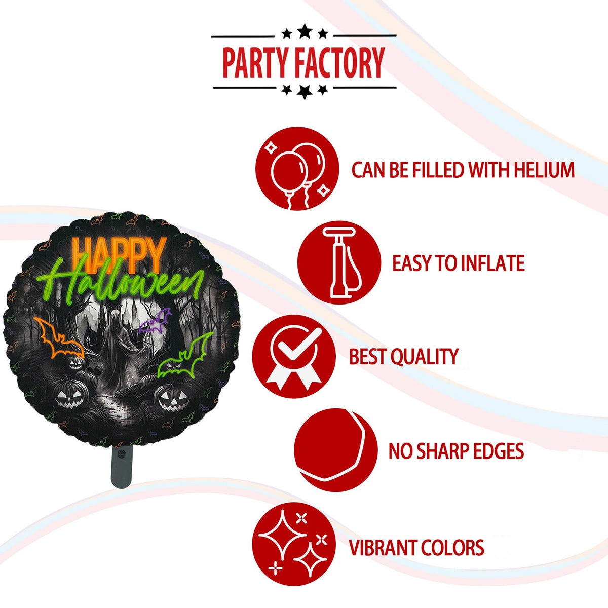Halloween Neon foil balloon 17 in. round 5