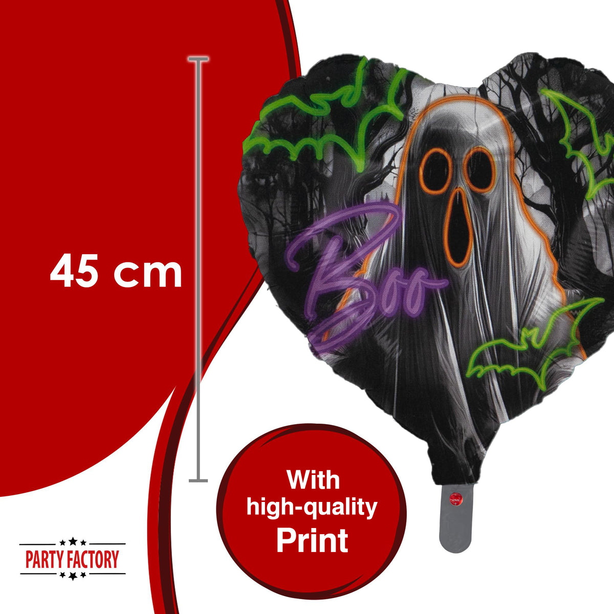 Halloween Neon ghost foil balloon heart 17 in. 4