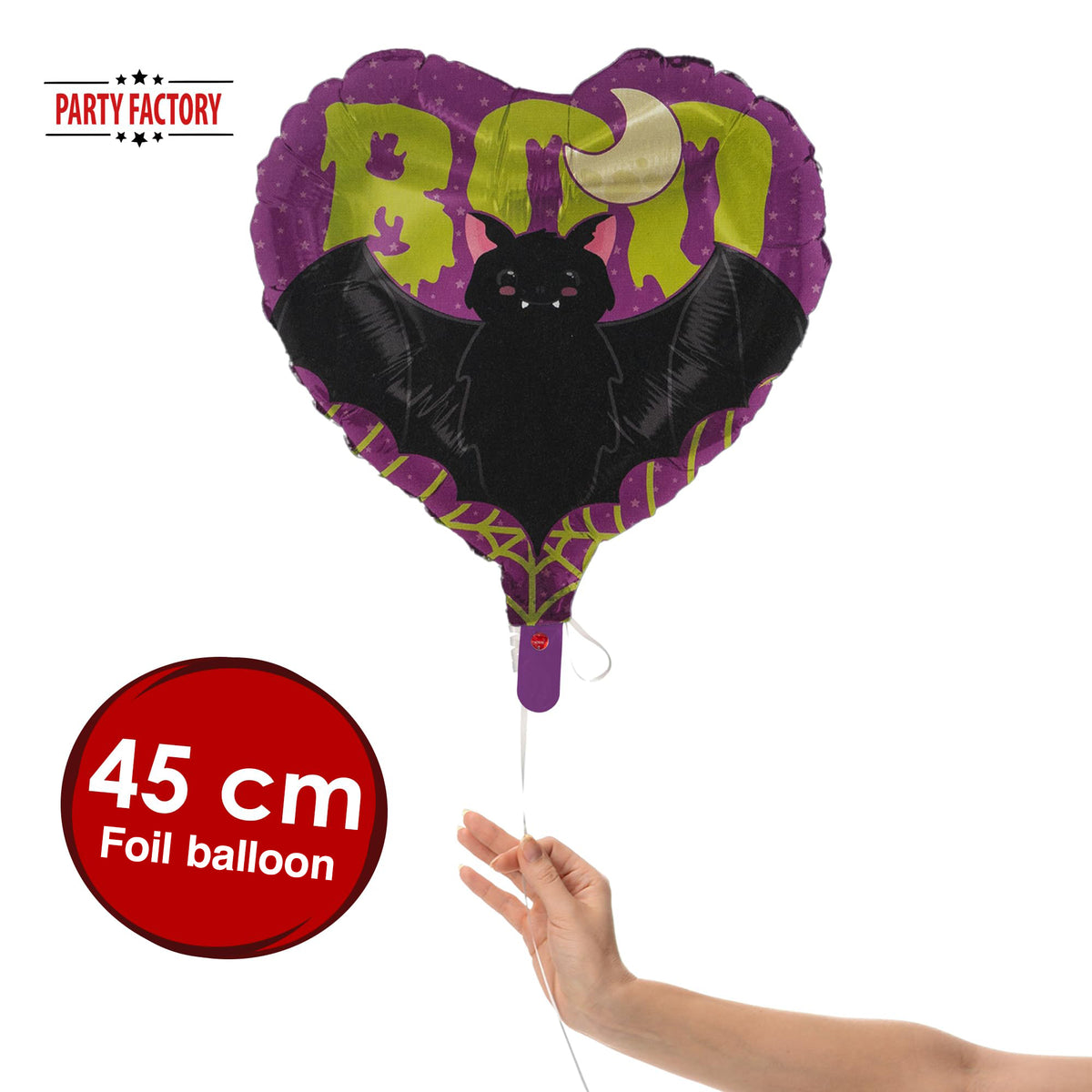 Halloween Bat foil balloon heart 17 in. 2
