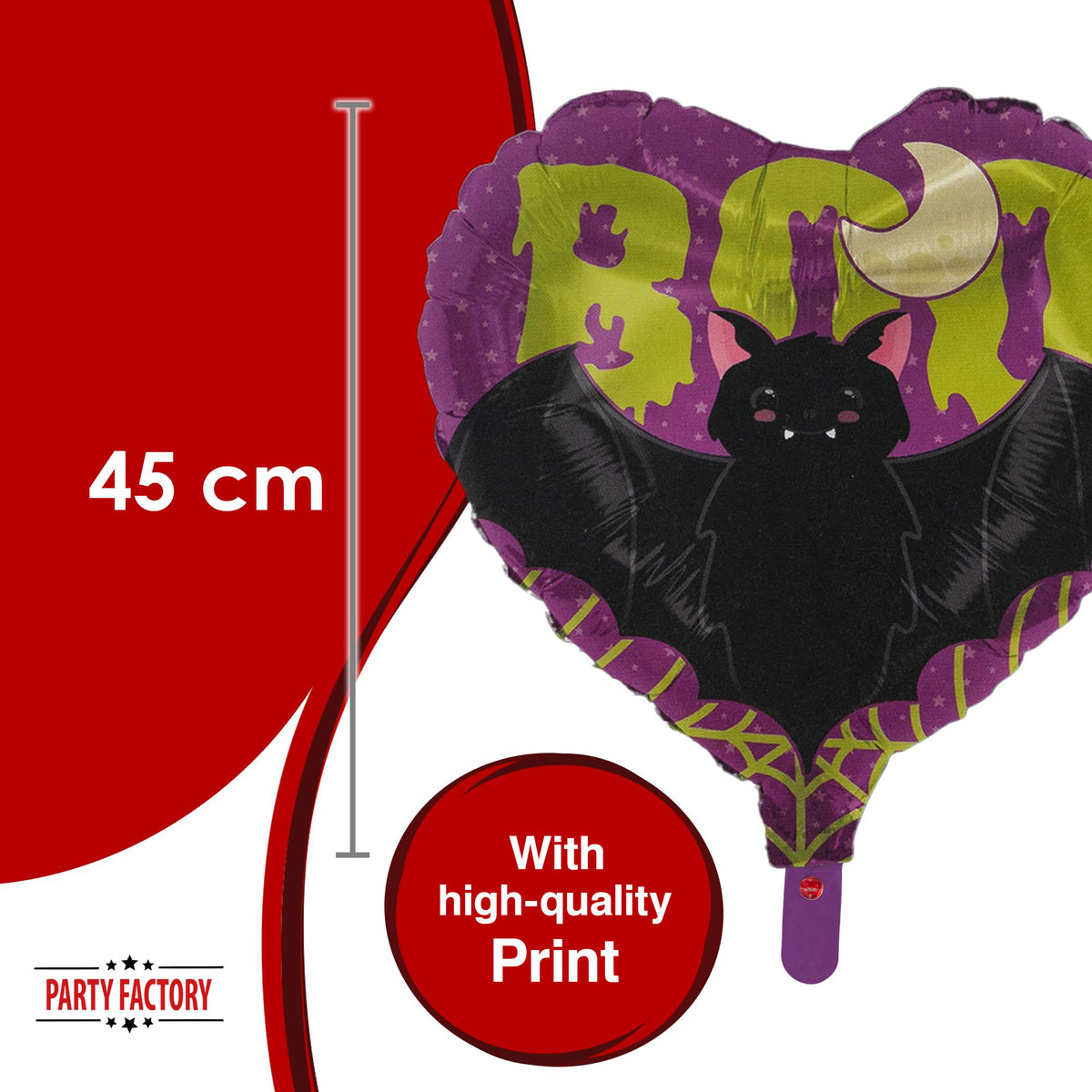 Halloween Bat foil balloon heart 17 in. 4