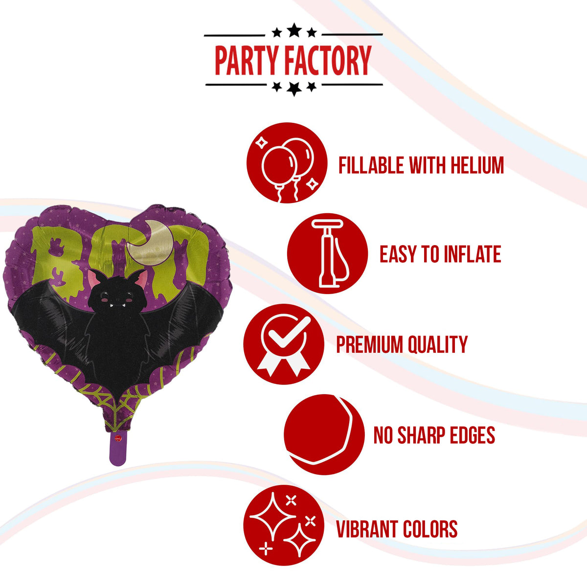 Halloween Bat foil balloon heart 17 in. 5