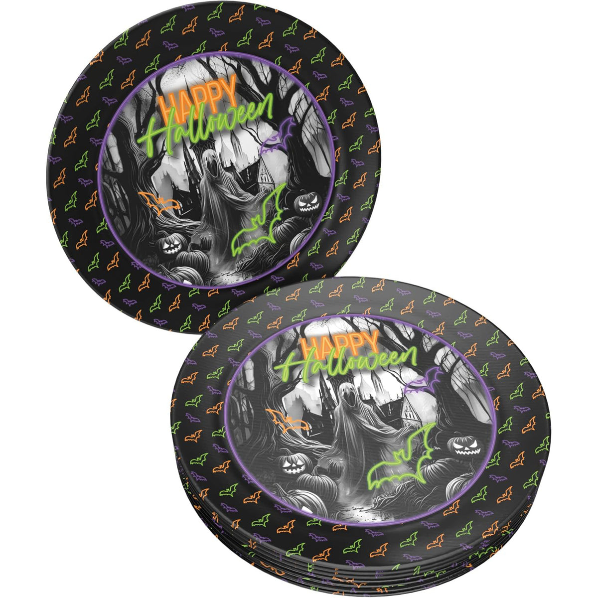 Halloween Neon Plates 9 in. 8 Pack