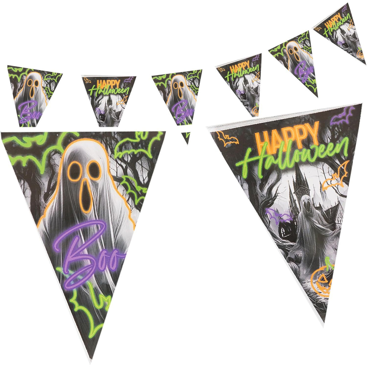 Halloween Neon pennant banner 16 ft