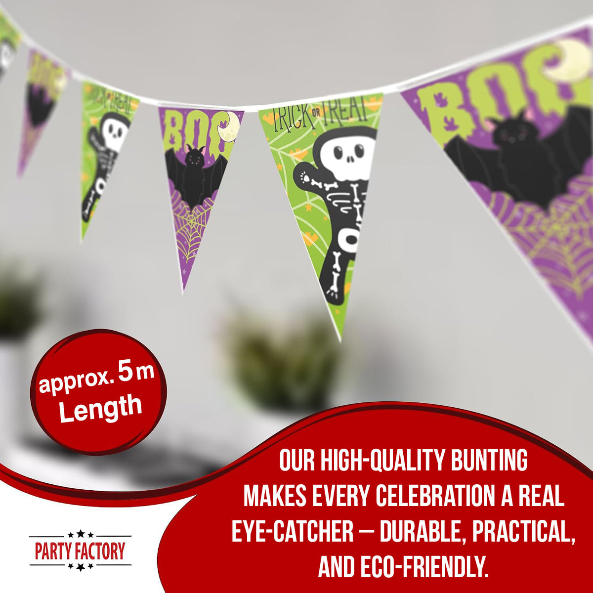 Halloween Skeleton pennant banner 16 ft 3