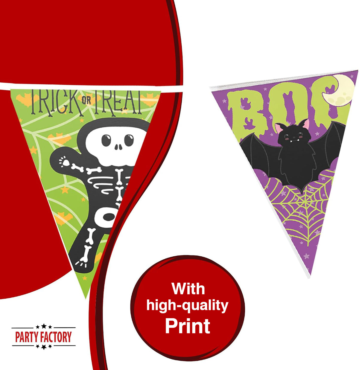 Halloween Skeleton pennant banner 16 ft 4