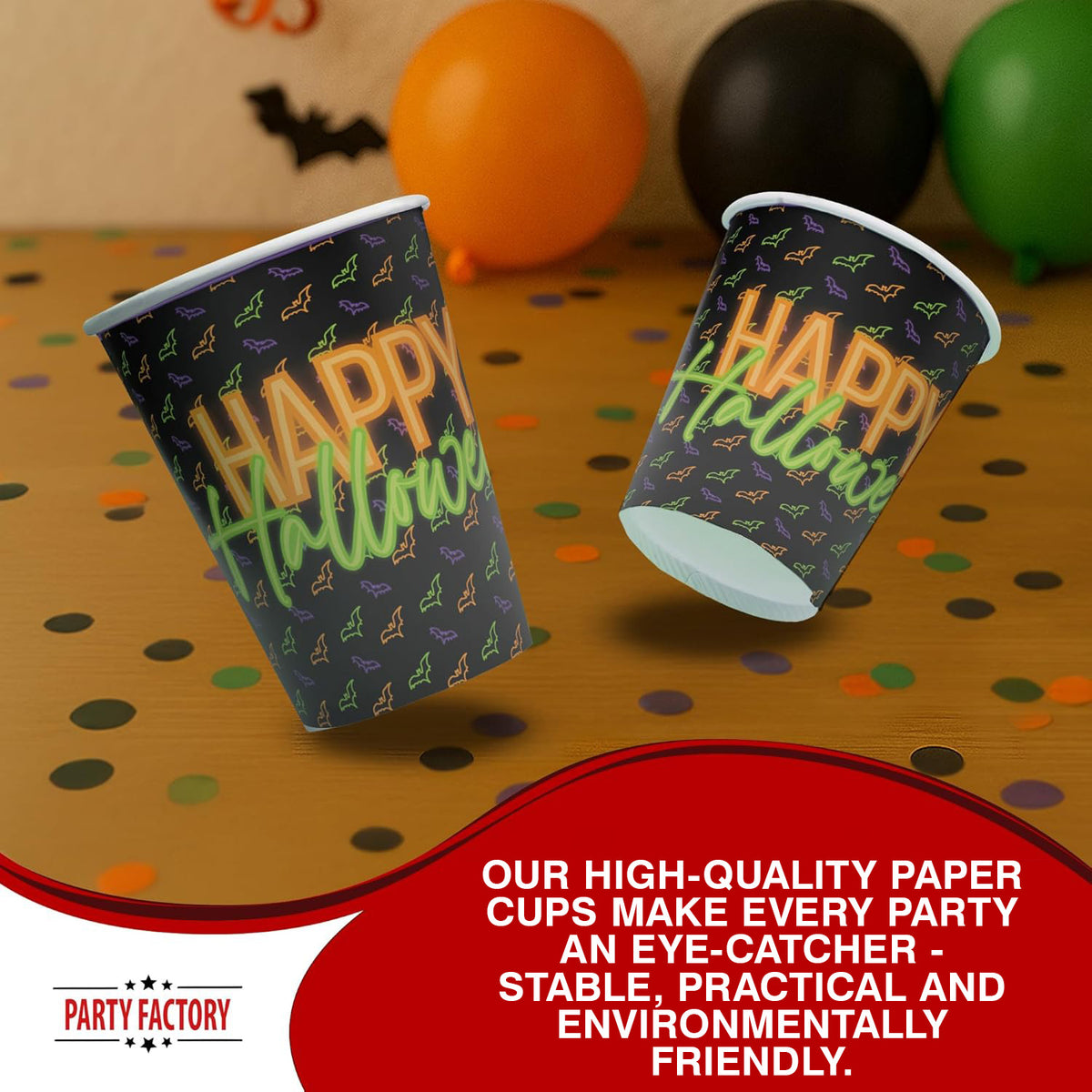 Halloween Neon Cups 8.4 oz 8 Pack – Happy Halloween 3