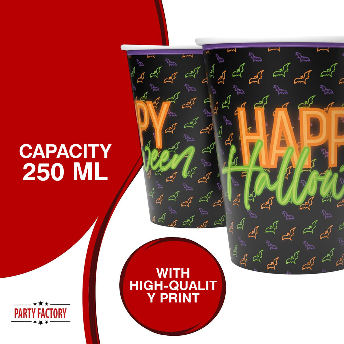 Halloween Neon Cups 8.4 oz 8 Pack – Happy Halloween 4