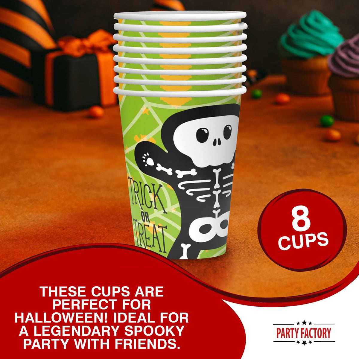 Halloween Skeleton Cups 8.4 oz 8 Pack 2